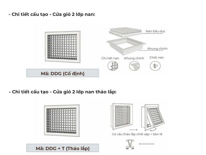cửa gió 2 lớp nan