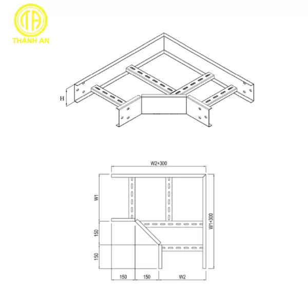 Co vuông 90 độ thang cáp