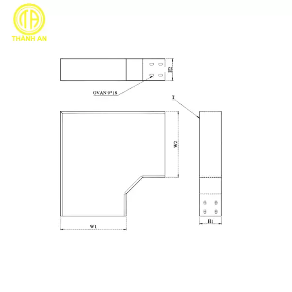 Co vuông 90 độ máng cáp